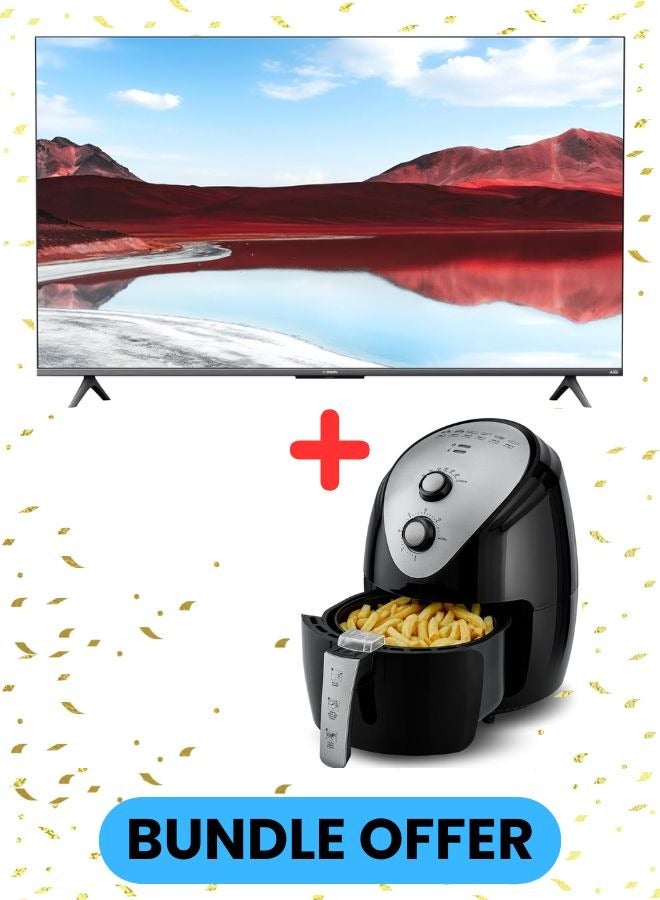 55-Inch 4K UHD QLED Smart TV with 3.5L Air Fryer Bundle | Quantum Dot Display | HDR10 | Dolby Audio | Healthy Cooking | Ideal for Modern Homes 55APRO2025+AIR-FRYER Black