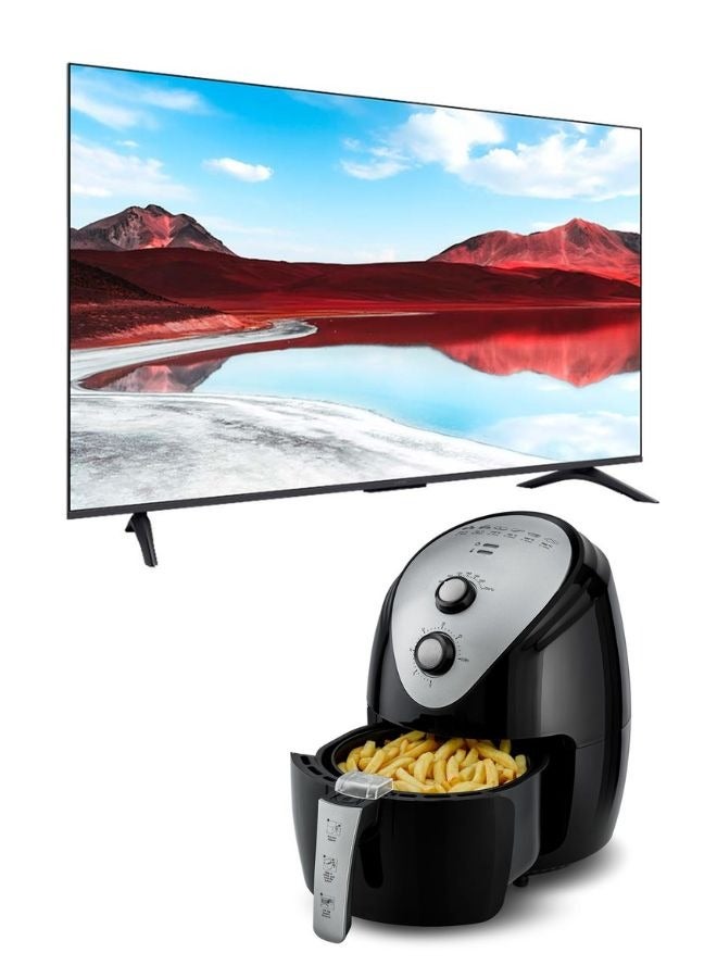 55-Inch 4K UHD QLED Smart TV with 3.5L Air Fryer Bundle | Quantum Dot Display | HDR10 | Dolby Audio | Healthy Cooking | Ideal for Modern Homes 55APRO2025+AIR-FRYER Black