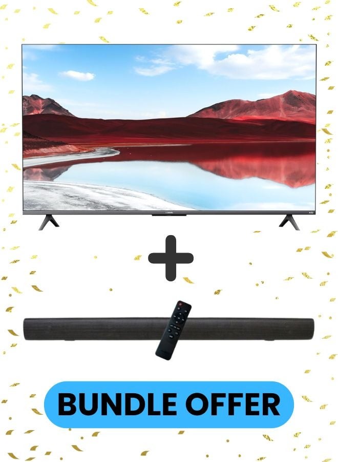 55-inch QLED 4K UHD TV with Google TV & 60Hz Refresh Rate + Immersive Soundbar with Dynamic Audio, HDMI ARC, Bluetooth, Optical & USB Connectivity 55APRO2025+SOUNDBAR Black