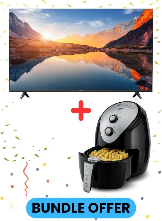 55-Inch 4K UHD Smart TV with 3.5L Air Fryer Bundle | 4K Resolution | HDR10 | Dolby Audio | Healthy Cooking | Perfect for Home Entertainment TV A43 + 55A2025+AIR-FRYER Black