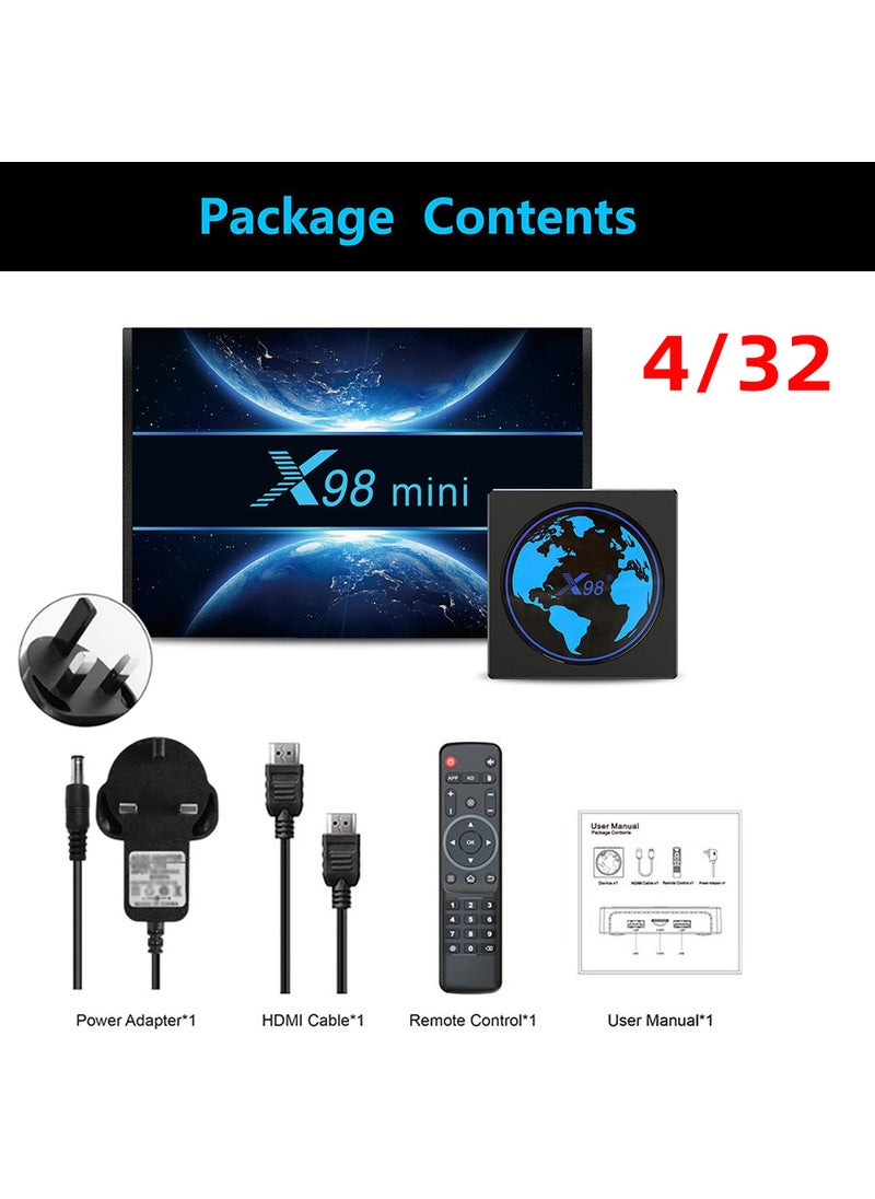 1 x 5 pcs X98mini 4K Android 11 TV Box S905W2 5G Dual WiFi Bluetooth 4/32 [British Standard]