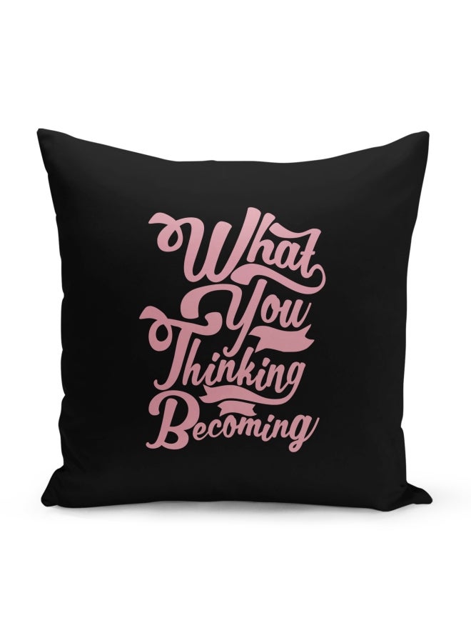 Pink Print Black Velvet Pillow Pink/Black