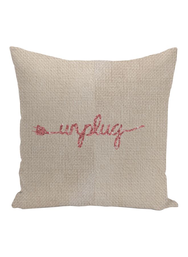 Unplug Printed Decorative Pillow Beige/Pink 16x16inch