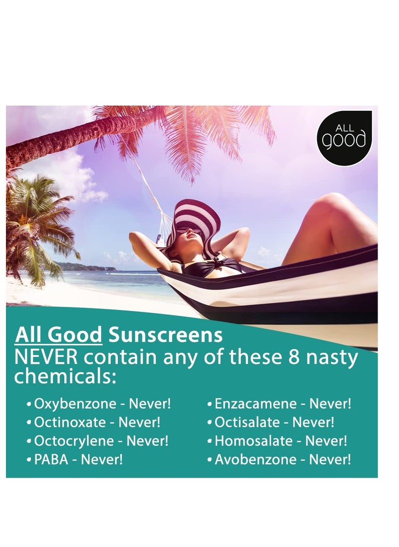 All Good Sunscreen - Sports Mineral for Face, Nose, Ears- Butter Stick SPF 50 - Coral Reef Friendly, Water Resistant, Zinc Oxide, Coconut Oil, Beeswax, Vitamin E (2.75 oz)