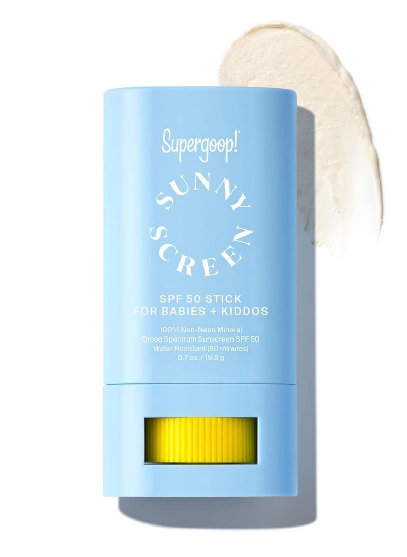 Supergoop! Sunnyscreen 100% Mineral Stick SPF 50, 0.7 oz - Face & Body Sunscreen for Babies & Kids - 100% Non-Nano Mineral Formula - Pediatrician Tested, Hypoallergenic, Fragrance & Silicone Free