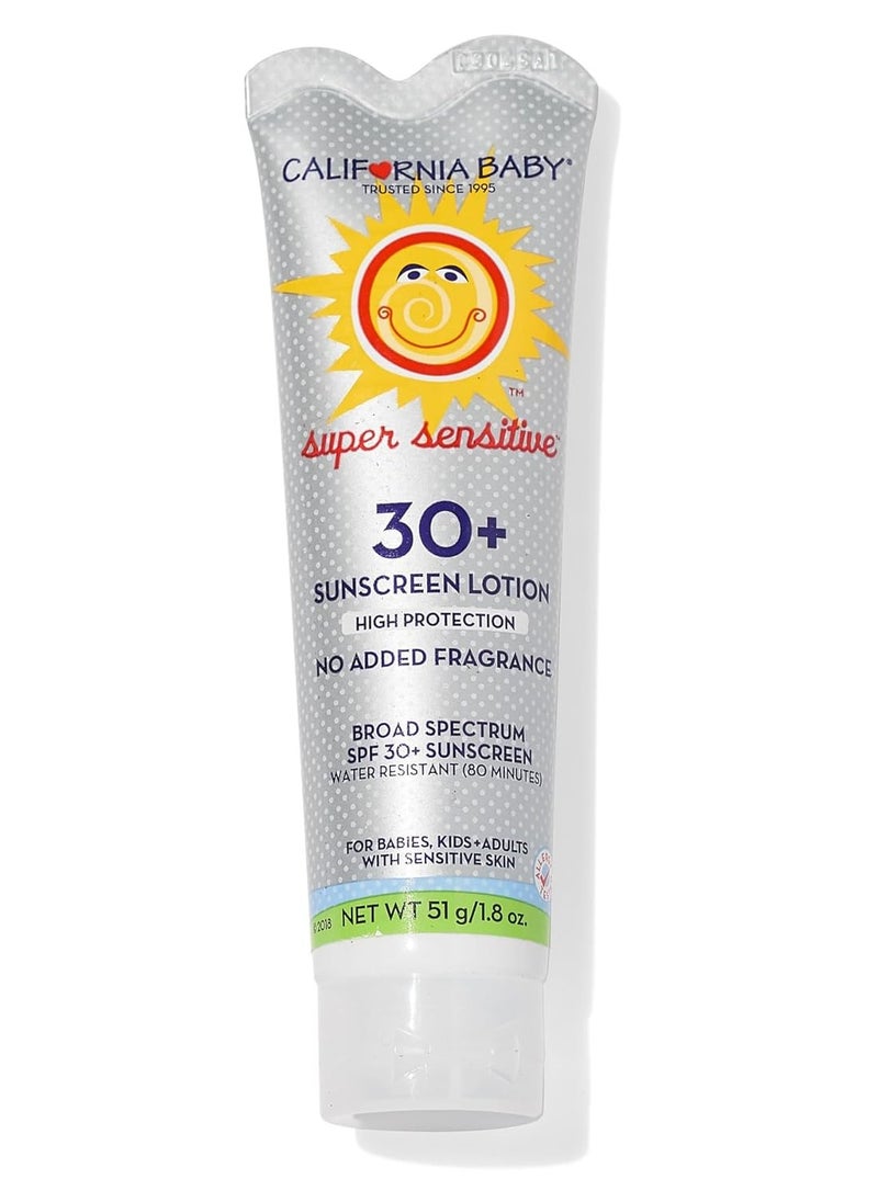 California Baby Super Sensitive SPF 30+ Sunscreen | Broad Spectrum | Titanium Dioxide | Hypoallergenic Unscented Mineral Sunscreen | 51 g / 1.8 oz.