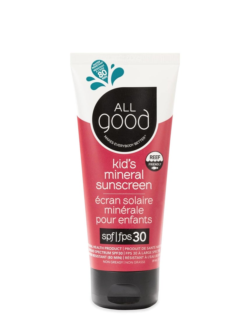 All Good Baby & Kids Sunscreen Lotion for Face & Body - UVA/UVB Broad Spectrum, SPF 30, Zinc Oxide, Coral Reef Friendly, Water Resistant - Zinc, Shea Butter, Coconut Oil, Aloe (3 oz)