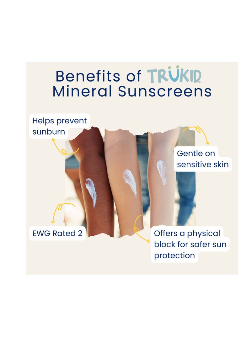 TruKid Sport SPF30 Face Sunscreen Unscented 3.4oz Baby Sunscreen, Natural Ingredients Kids Sunscreen, Reef-Friendly Travel Size Sun Screen, Beach Defense Sunscreen for Kids, Toddlers, Babies & Adults