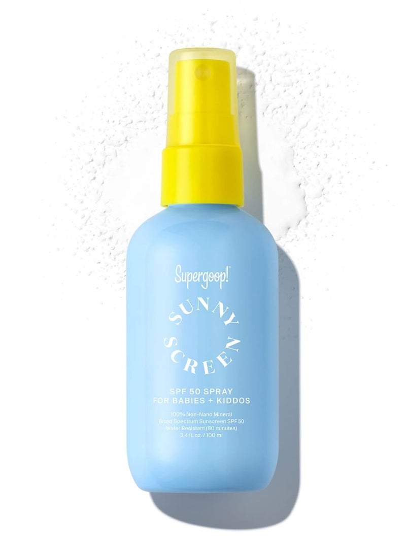 Supergoop! Sunnyscreen 100% Mineral Spray SPF 50, 3.4 fl oz - Face & Body Sunscreen for Babies & Kids - 100% Non-Nano Mineral Formula - Pediatrician Tested, Hypoallergenic, Fragrance & Silicone Free