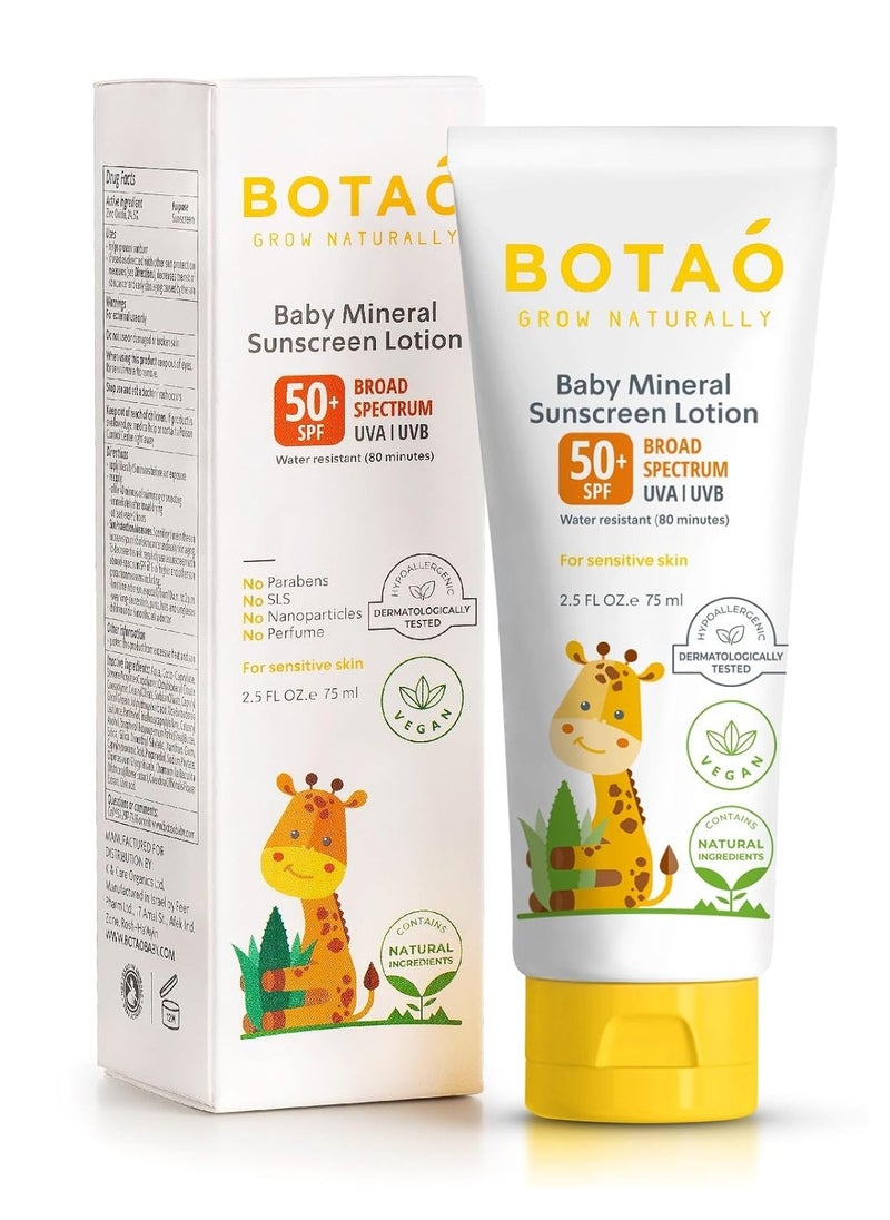 Baby 100% mineral Zinc Oxide baby sunscreen – safe natural sunblock lotion for babies: SPF50 Broad Spectrum UVA UVB,For sensitive skin Baby Face Body Protection, Sunblock Cream 2.5 Oz