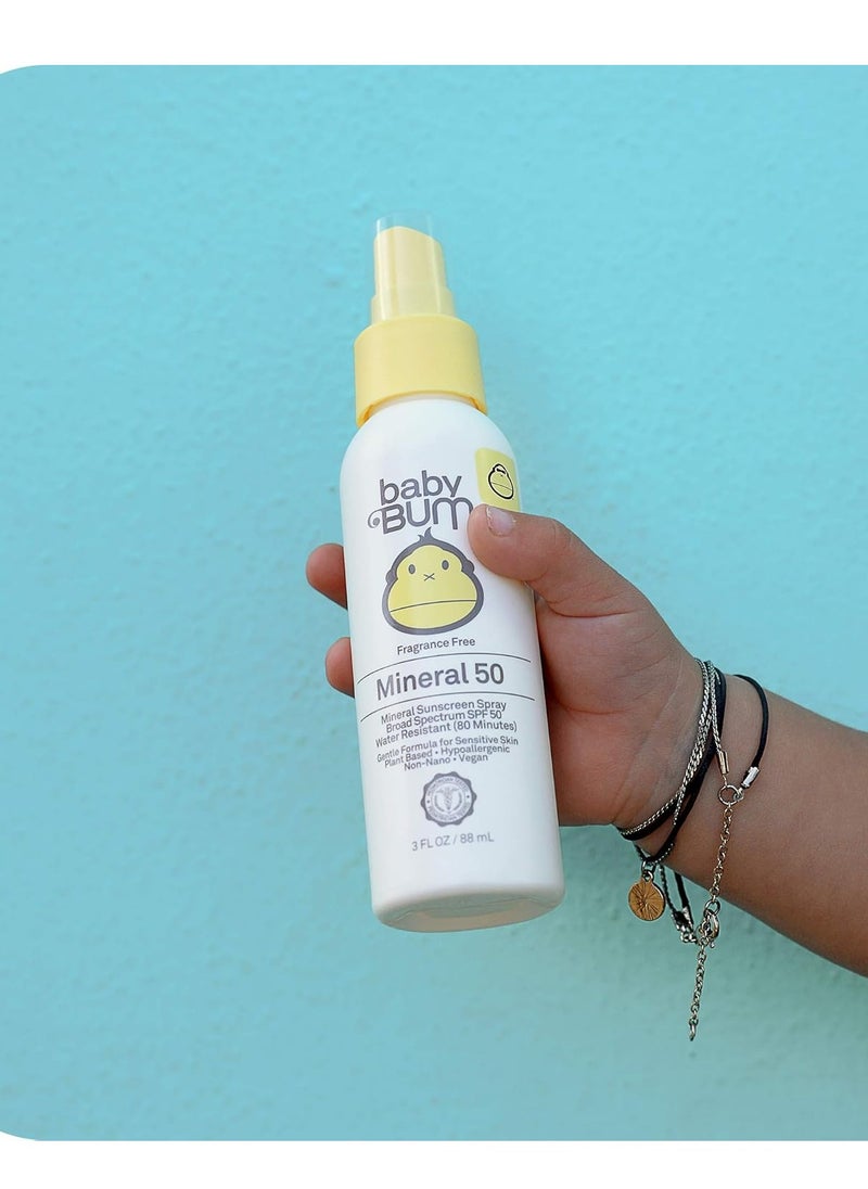 Sun Bum Baby Bum SPF 50 Sunscreen Spray & Face Stick | Mineral Uva/Uvb Face & Body Protection for Sensitive Skin | Fragrance Free | Travel Size