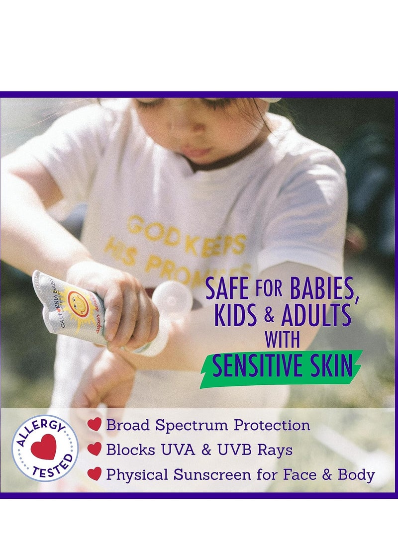 California Baby Super Sensitive SPF 30+ Sunscreen | Broad Spectrum | Titanium Dioxide | Hypoallergenic Unscented Mineral Sunscreen | Reef Safe Sunscreen | Sensitive Skin Friendly | 82g / 2.9oz