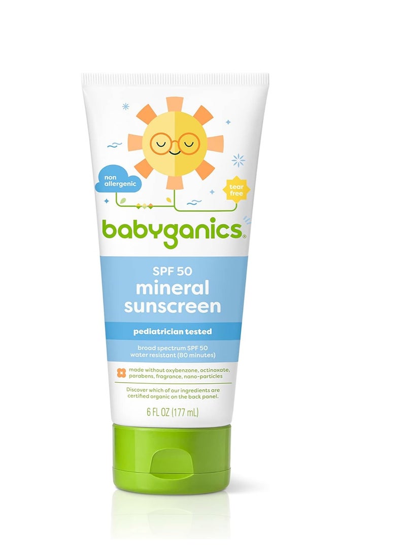 Babyganics Sunscreen Lotion 50 SPF, 6oz, Packaging May Vary