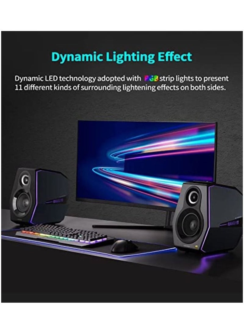 Edifier G5000 Bluetooth Computer Gaming Speakers, Wireless Desktop Speakers for PC/PS4/PS5/Laptop/TV, HiFi Level Sound Game Driven RGB Lighting with 3 Sound Modes