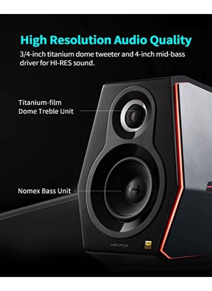 Edifier G5000 Bluetooth Computer Gaming Speakers, Wireless Desktop Speakers for PC/PS4/PS5/Laptop/TV, HiFi Level Sound Game Driven RGB Lighting with 3 Sound Modes