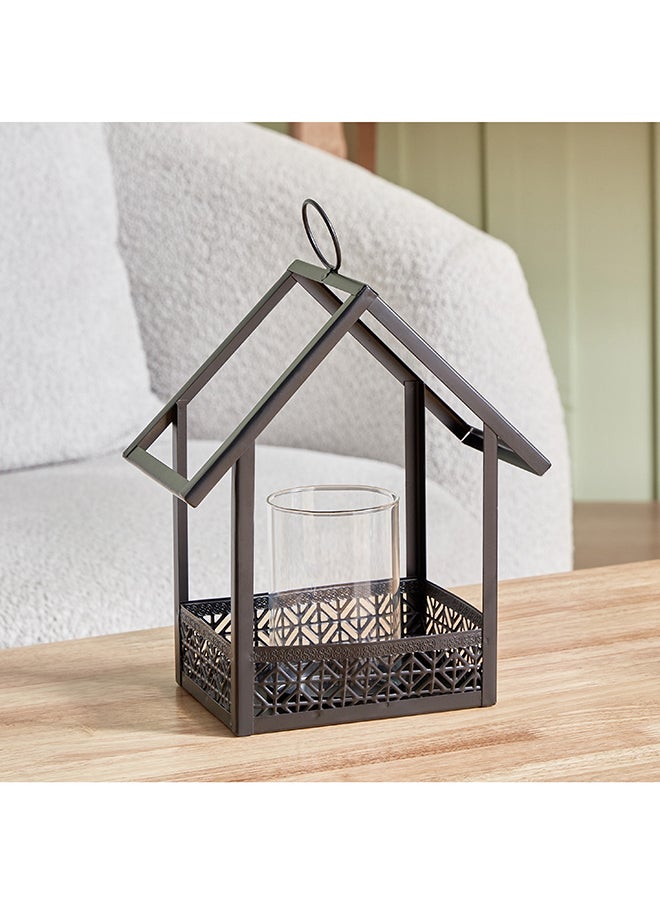 Destan Metal Hut Candleholder with Glass Votive 23 x 26.5 x 12.5 cm