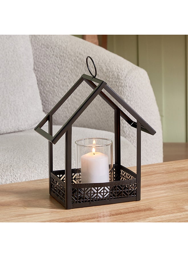 Destan Metal Hut Candleholder with Glass Votive 23 x 26.5 x 12.5 cm