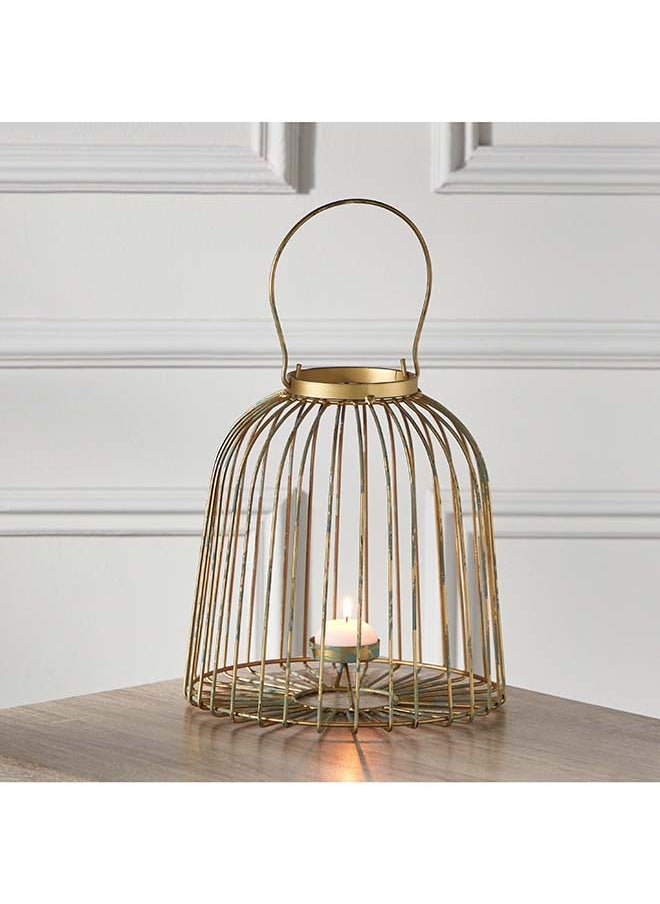 Splendid Metal Lantern with Pillar Candle Holder 34 x 24 x 34 cm