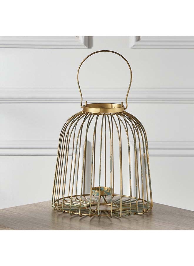 Splendid Metal Lantern with Pillar Candle Holder 34 x 24 x 34 cm