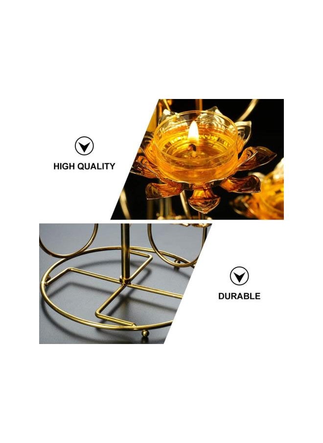 Ghee Lamp Lotus Butter Lamp Holder Golden Cup Candle Holder Tibetan Brass Oil Lamp Buddhist Altar Supplies for Temples