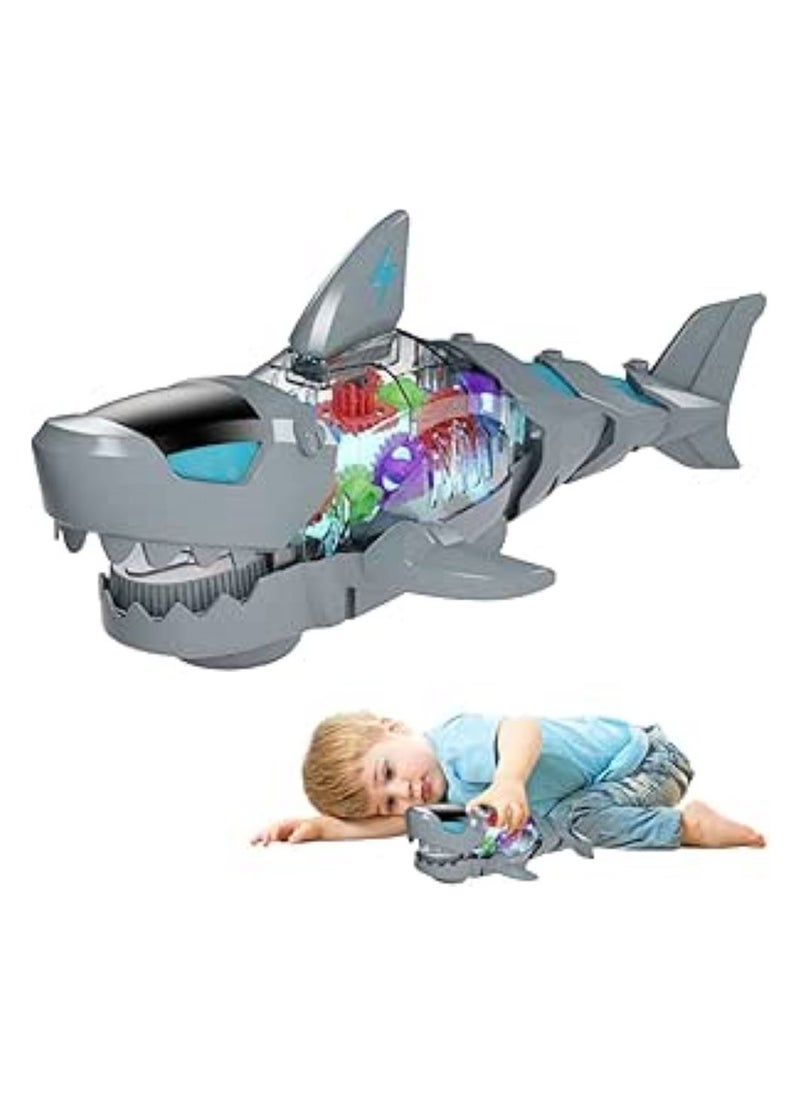 Electric Shark Toy – Moving Mouth, Colorful Lights, and Sound of Waves | Sea Animal Gear Toy for Toddlers with Clear Gearing Effect