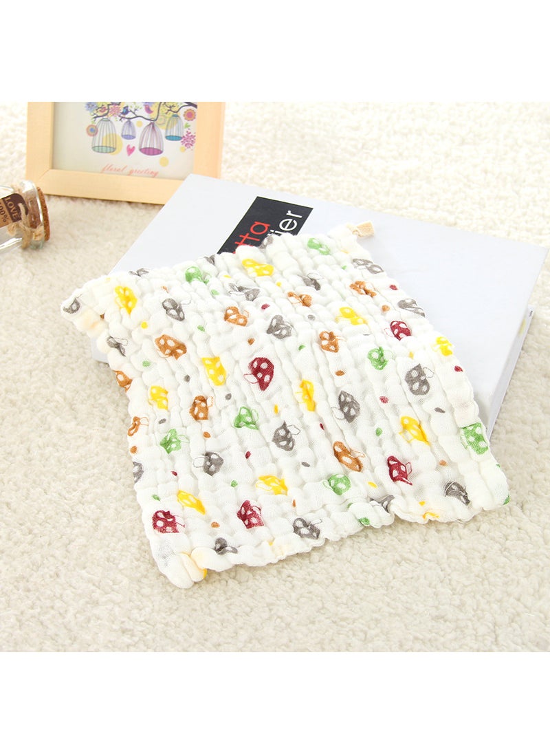 1 x 5 pcs Summer 6-Layer Muslin Baby Burp Cloths Soft Absorbent Mushroom