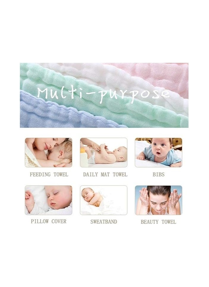 10pcs Muslin Baby Washcloths and Towels, Natural Organic Cotton Baby Washcloths, Soft Newborn Baby Towel and Muslin Washcloth for Sensitive Skin