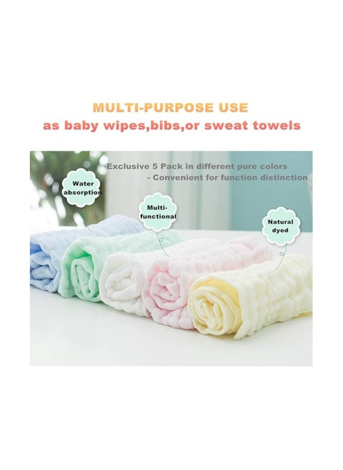 10pcs Muslin Baby Washcloths and Towels, Natural Organic Cotton Baby Washcloths, Soft Newborn Baby Towel and Muslin Washcloth for Sensitive Skin