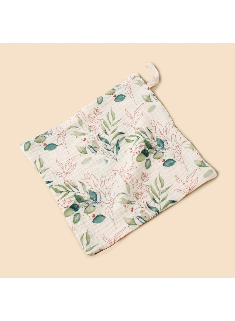 Baby Cotton Soft Towel with Muslin Dual Layer Green Plant