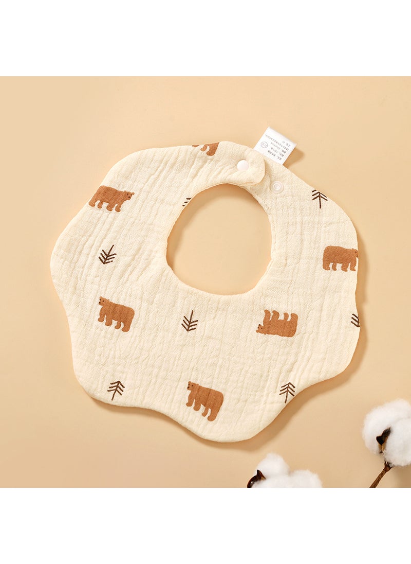 Pure Cotton Baby Bibs 360 Absorbent Soft Toddler Drool Scarf Little brown bear