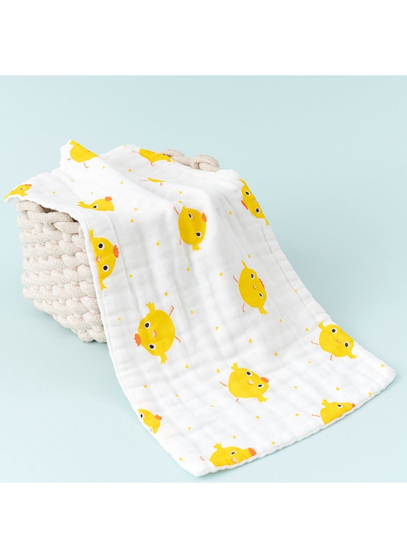 1 x 5 pcs 6-Layer Cotton Soft Baby Towels for Gentle Wash Small yellow chicken