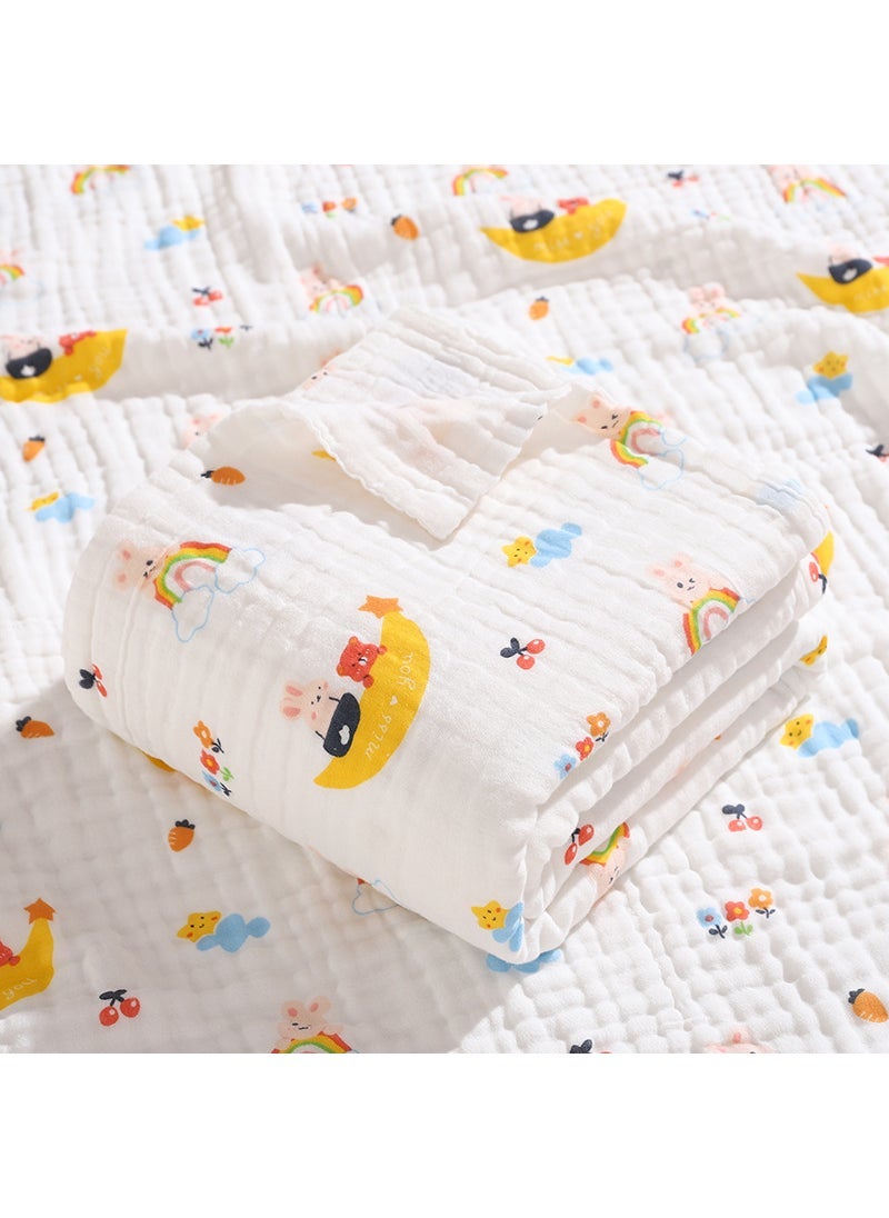 100% Cotton Soft Absorbent Baby Bath Towel Gauze Swaddle Blanket Moon Rabbit