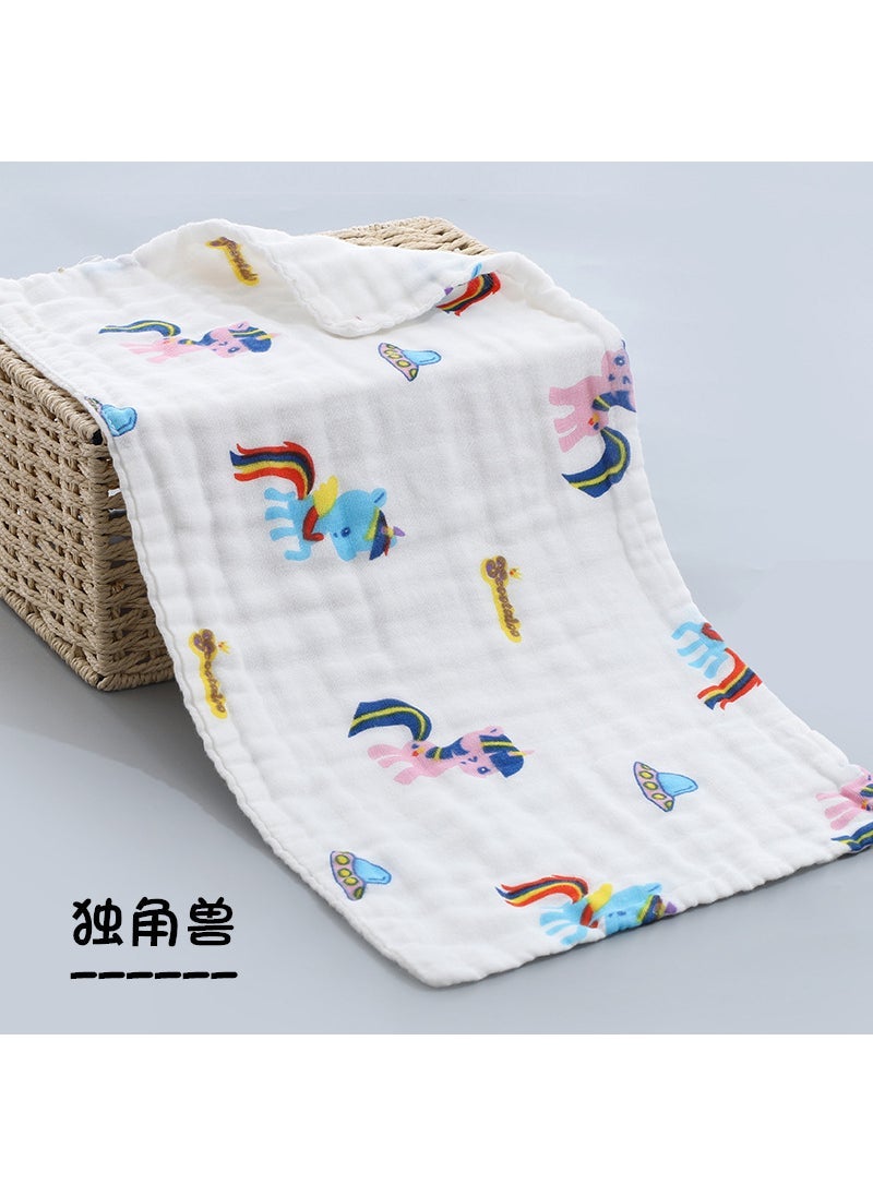 Six layers of 25*50cm gauze childrens towel cotton yarn baby towel newborn baby wash towel stall supply Unicorn