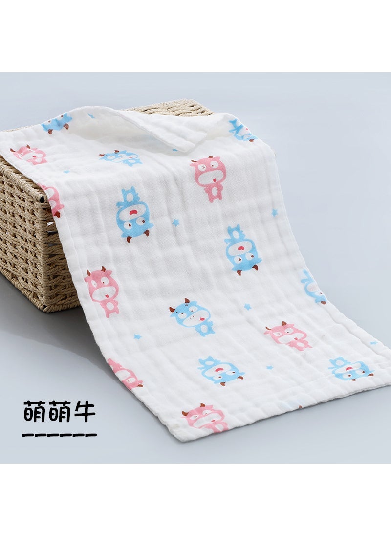 Six layers of 25*50cm gauze childrens towel cotton yarn baby towel newborn baby wash towel stall supply MengMeng Cow