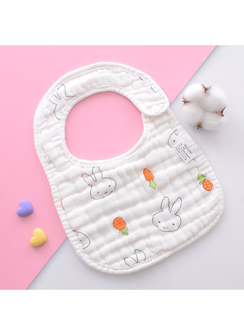 Cute Cartoon Print Muslin Baby Bibs U-shaped Wholesale U-Rabbit