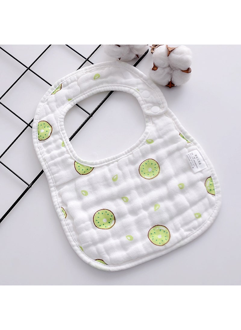 Cute Cartoon Print Muslin Baby Bibs U-shaped Wholesale U-Kiwi