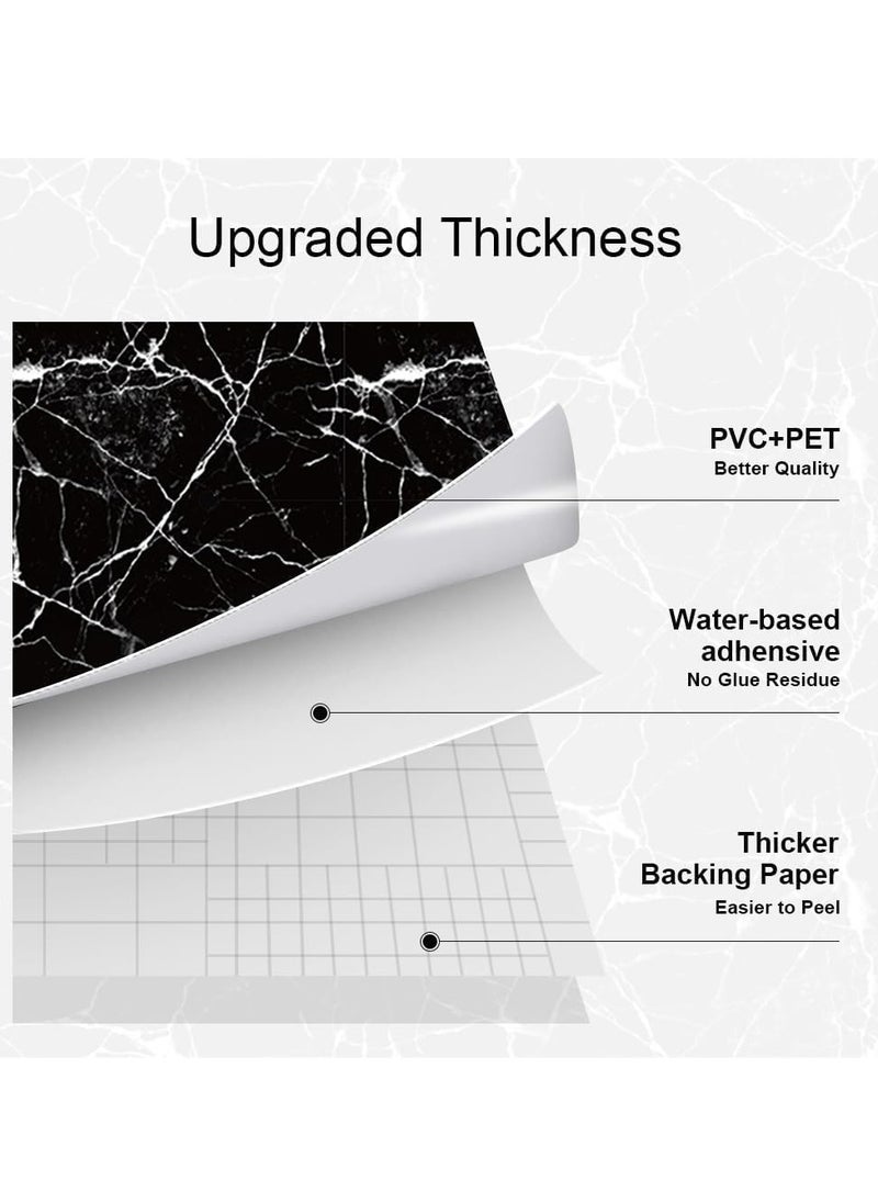 45x500cm Black Marble Vinyl Film - Peel & Stick for Kitchen, Cabinets, Countertops, Walls