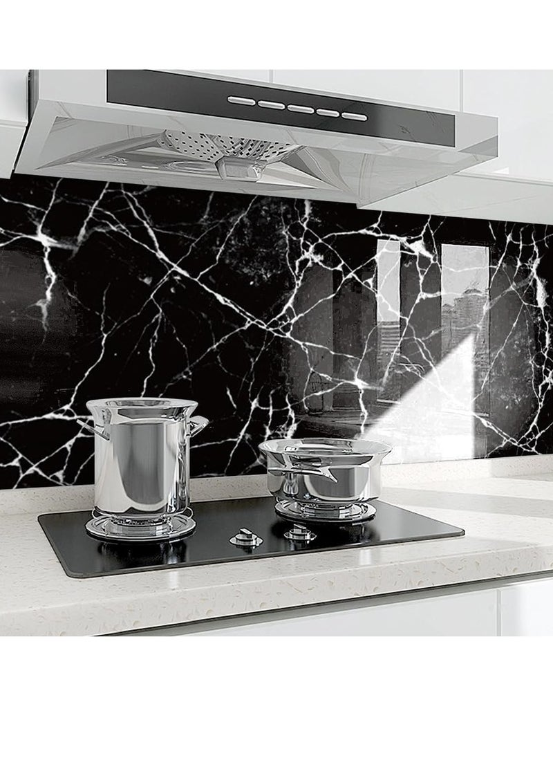 45x500cm Black Marble Vinyl Film - Peel & Stick for Kitchen, Cabinets, Countertops, Walls