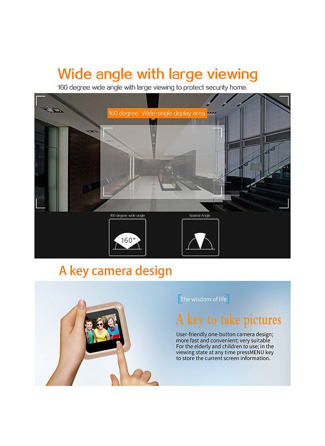 2.4 Inch Video Doorbell 145 Degree Peephole Viewer Video Eye Door Bell Smart Home Outdoor Camera Monitor Visual Doorbell