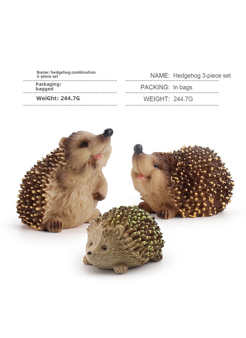 Childrens Realistic Hedgehog Animal Model Toy Hedgehog combination 3-piece set 244.7G