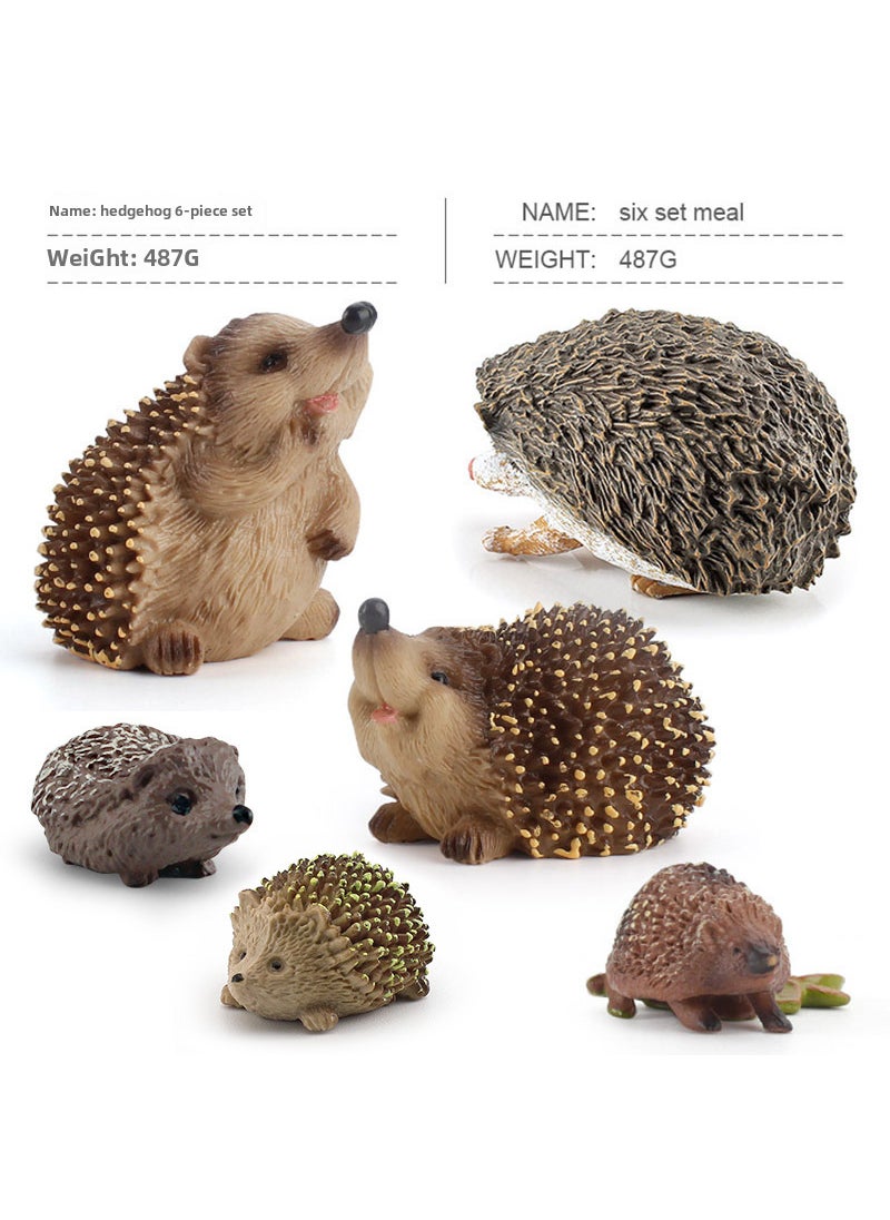 Childrens Realistic Hedgehog Animal Model Toy Hedgehog 6-piece set 487G