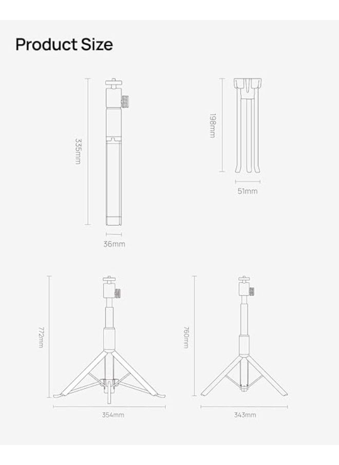 Light Gold Portable Stand | Versatile Desktop and Floor Stand,Lightweight and Portable, Foldable, 360° Rotation, for HORIZON series, Elfin Flip, MoGo series, and Halo+