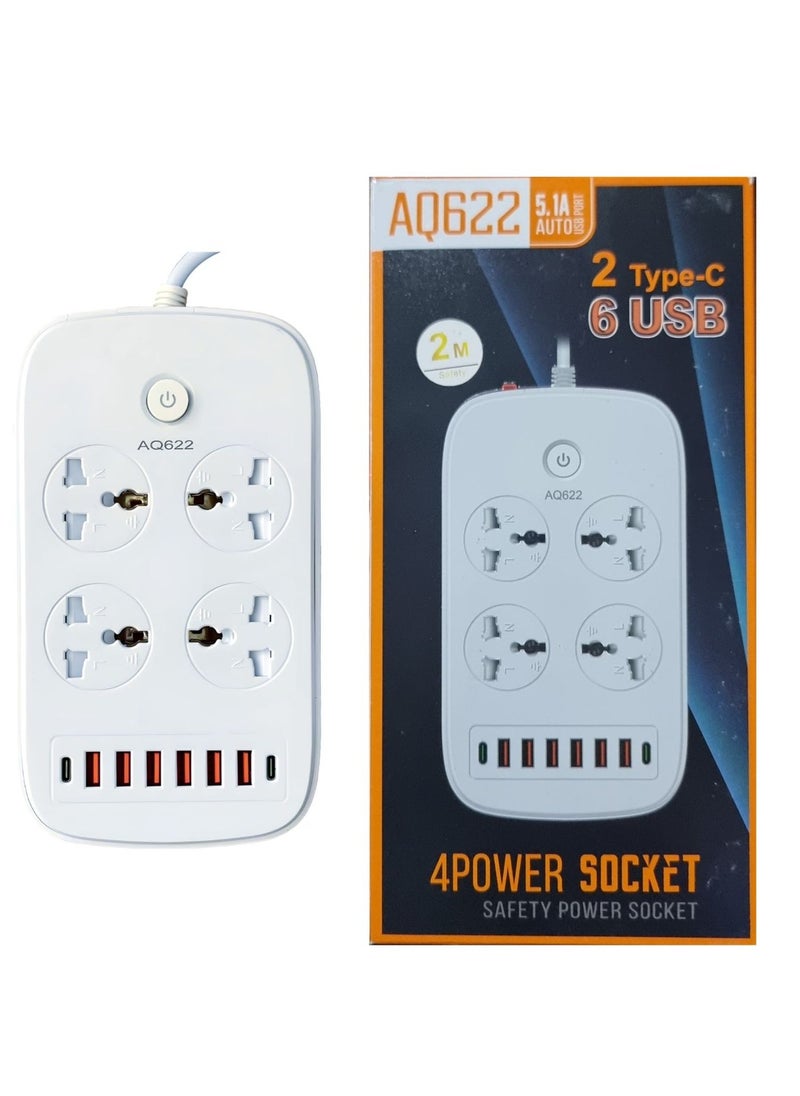 Lightning 6USB+2TYPE-C Power Socket Medium fuse AQ622