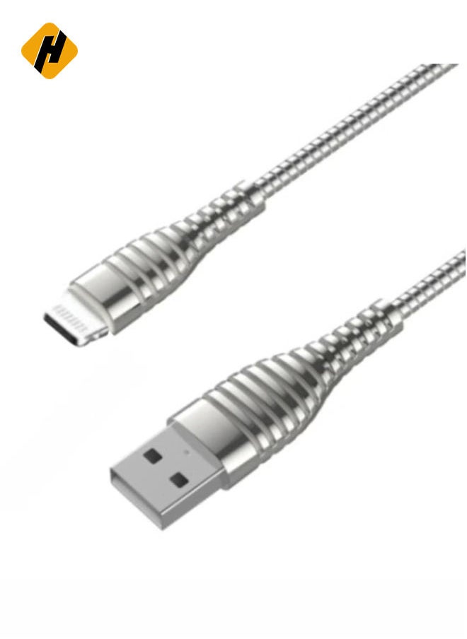 Silver Lightning iPhone USB Charging and Data Transfer Cable - Model BC012 by Bastec