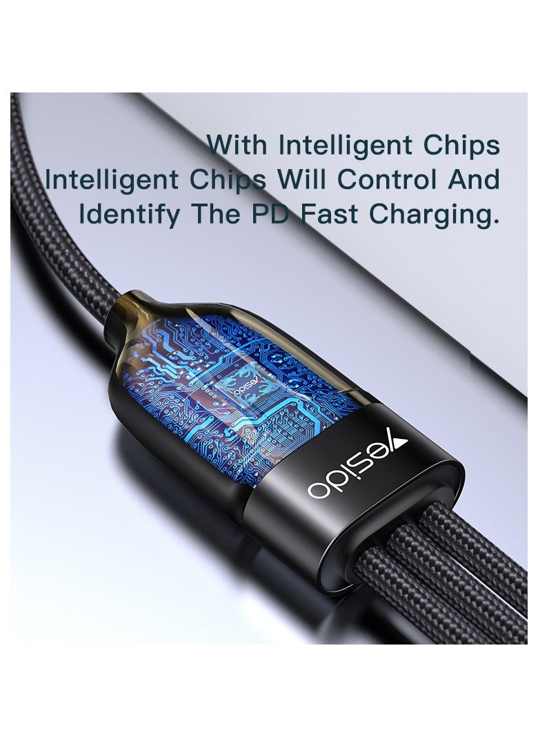 3-in-1 USB cable | Type-C fast charging | Lightning cable | Yesido charging cable | Yesido CA89 3-in-1 Fast Charging USB Type-C Data Cable
