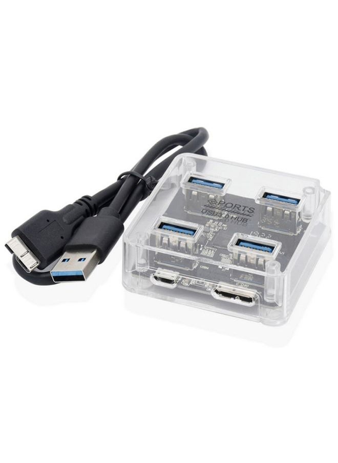 USB2.0 4 in 1 Multifunctional Desktop Square Transparent HUB