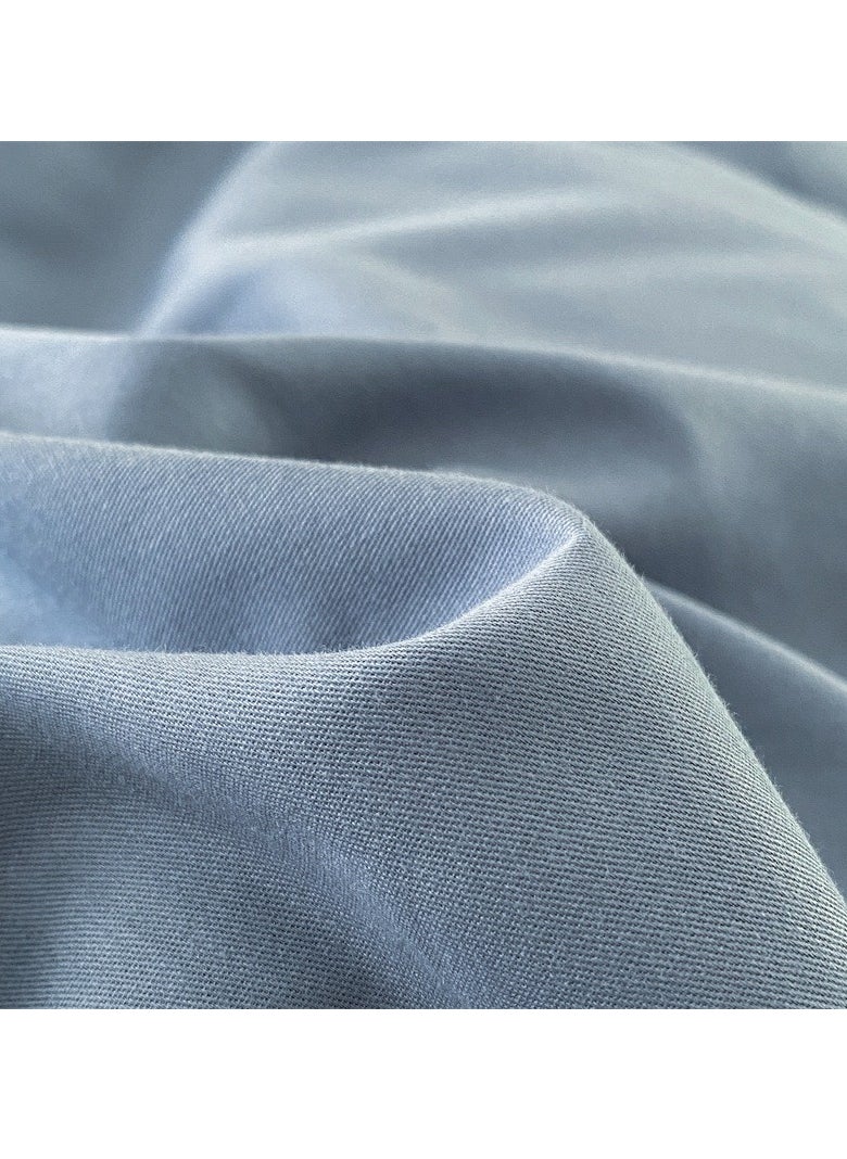 Bed Cover Set, Soft Luxurious Pure Bedsheet Set, Long-staple Cotton Simple Solid Color Bed Sheet Quilt Cover Bedding Twill Cotton Set, ( blue, 1.8m fitted sheet set of four)