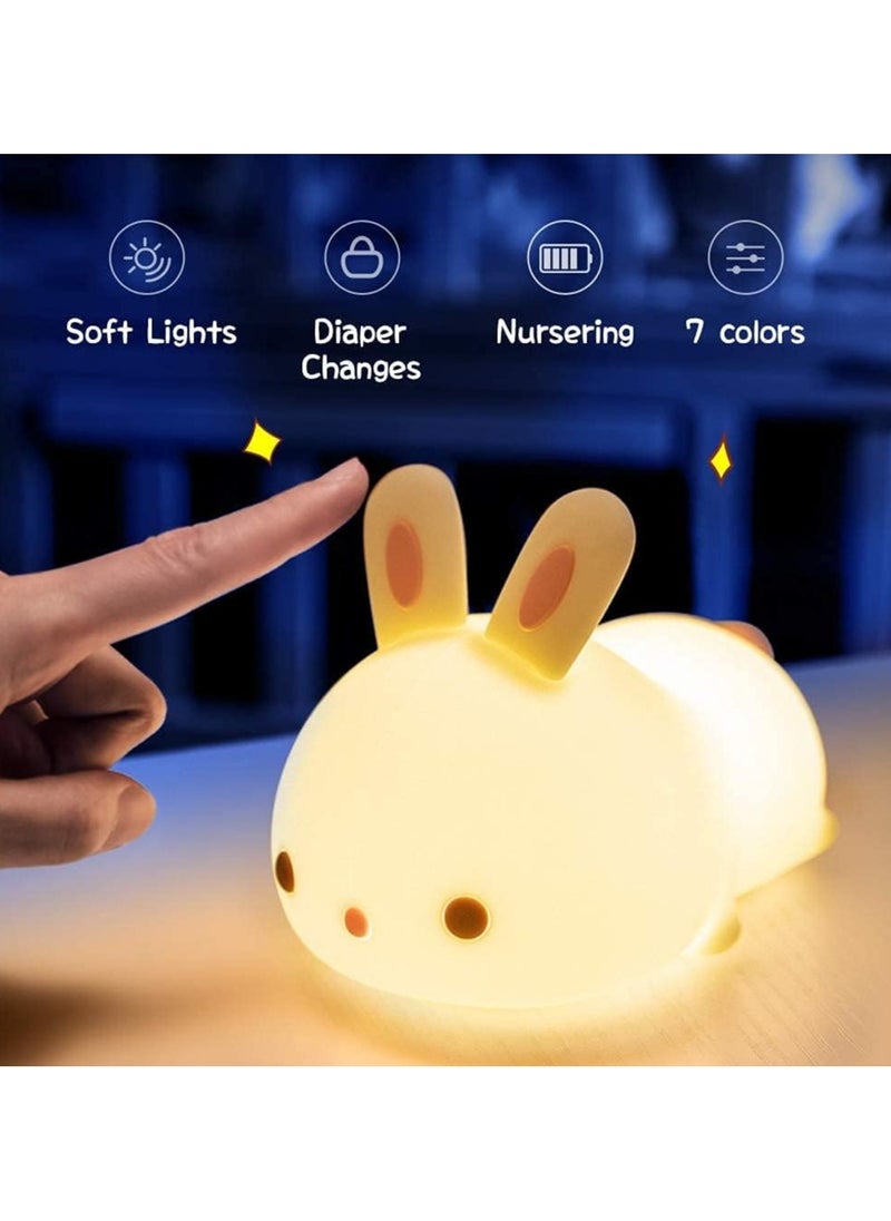 Cute Bunny Kids Night Light Cute night light for kids Rechargeable night light Soft glow night light Bedtime light bunny light Portable Night Light Child-Friendly Night Light LED Bunny Lamp