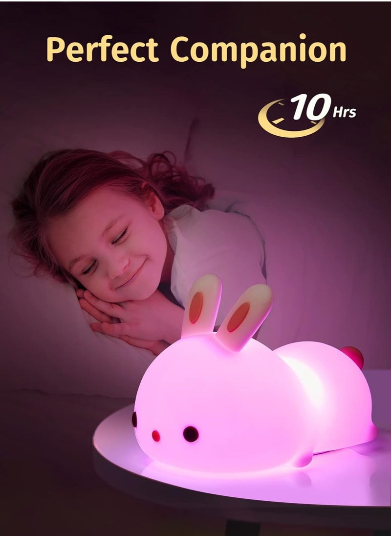 Cute Bunny Kids Night Light Cute night light for kids Rechargeable night light Soft glow night light Bedtime light bunny light Portable Night Light Child-Friendly Night Light LED Bunny Lamp