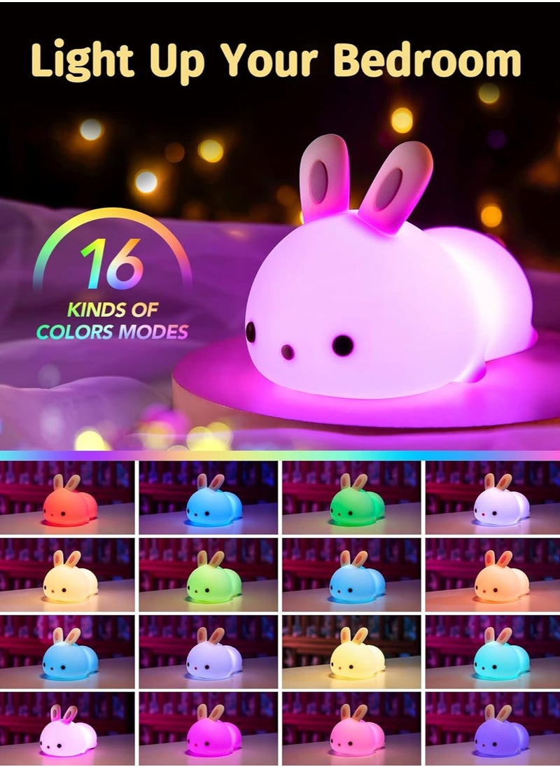 Cute Bunny Kids Night Light Cute night light for kids Rechargeable night light Soft glow night light Bedtime light bunny light Portable Night Light Child-Friendly Night Light LED Bunny Lamp